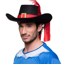 Čierna mušketierska čiapka so stuhou